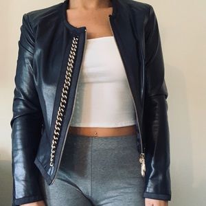 Black/Navy Leather Jacket